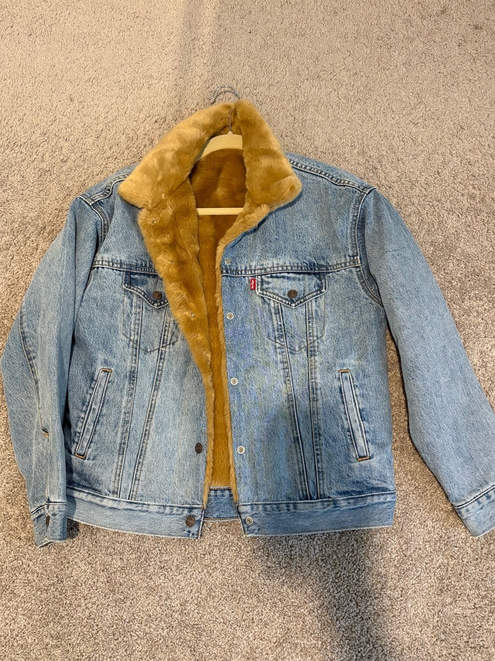 Levi's Womens Light Blue Denim Sherpa Lined Jacket